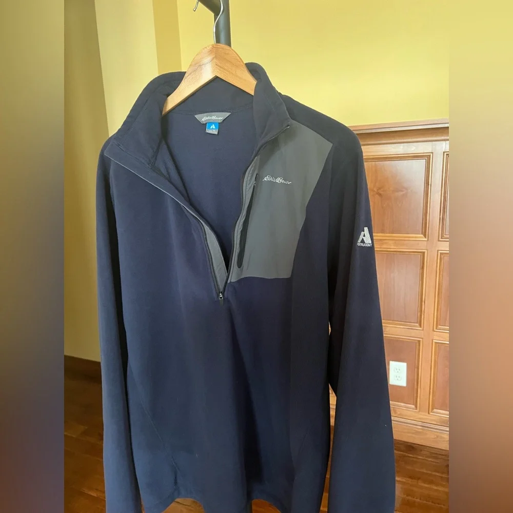 Eddie Bauer Pullover Men’s Fleece 1/2 Zip Navy Blue Size L Tall - Picture 4 of 12
